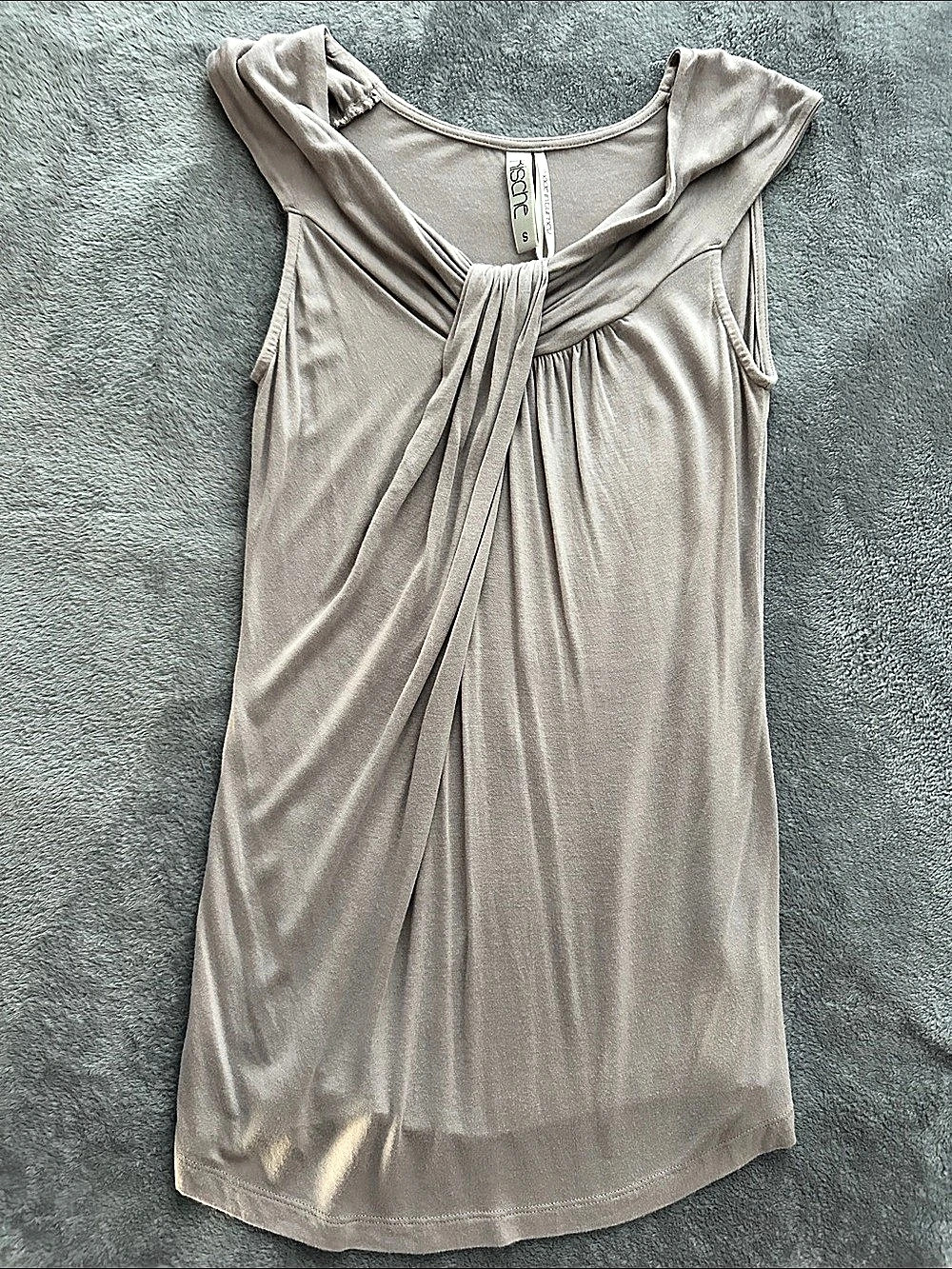 mademoiselle Draped Sleeveless Top in Gray Size Small